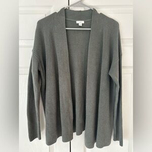 NWOT J.Jill Women’s Green Knit Open Front Cotton Blend Cardigan Sweater Size M